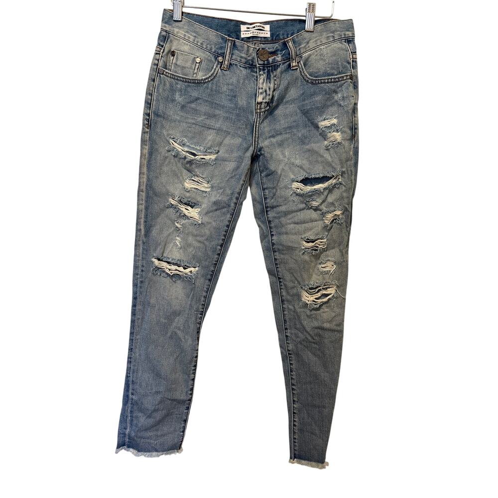 NWT One Teaspoon 26 Awesome Baggies Hendrixe Low Waist Straight Distressed Jeans